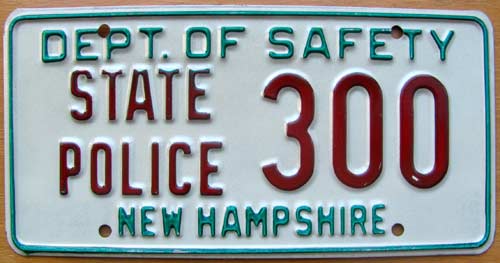 New Hampshire police license plate