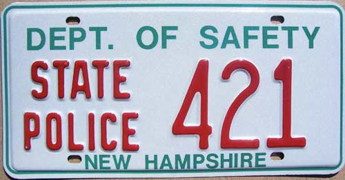 New Hampshire police license plate