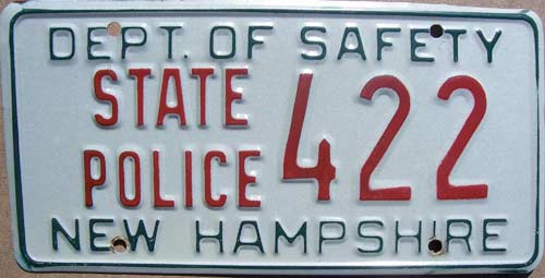 New Hampshire police license plate