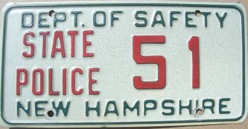 New Hampshire police license plate