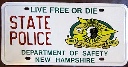 New Hampshire police license plate