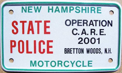 New Hampshire police license plate