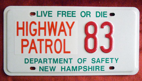 New Hampshire police license plate