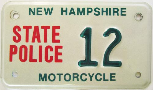 New Hampshire police license plate