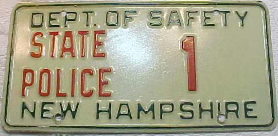 New Hampshire police license plate