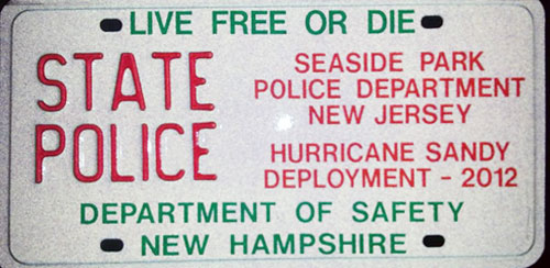 New Hampshire police license plate