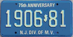 New Jersey license plate image