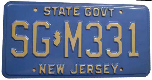 New Jersey license plate image