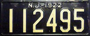 New Jersey license plate image