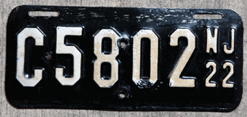 New Jersey license plate image