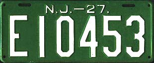 New Jersey license plate image