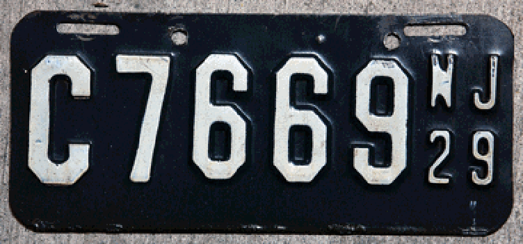 New Jersey license plate image