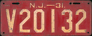 New Jersey license plate image