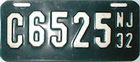 New Jersey license plate image