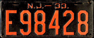 New Jersey license plate image