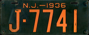 New Jersey license plate image