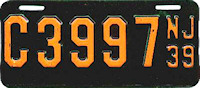 New Jersey license plate image