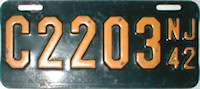 New Jersey license plate image