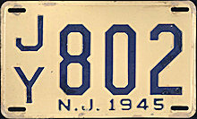 New Jersey license plate image