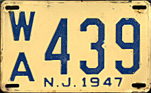 New Jersey license plate image