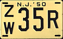 New Jersey license plate image