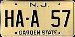 New Jersey license plate image