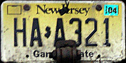 New Jersey license plate image