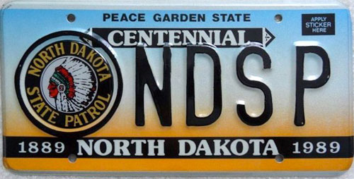 North Dakota police license plate