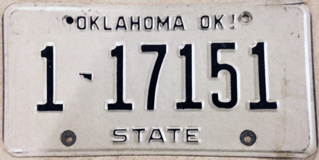 Oklahoma police license plate