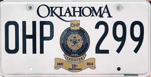 Oklahoma police license plate