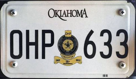 Oklahoma police license plate