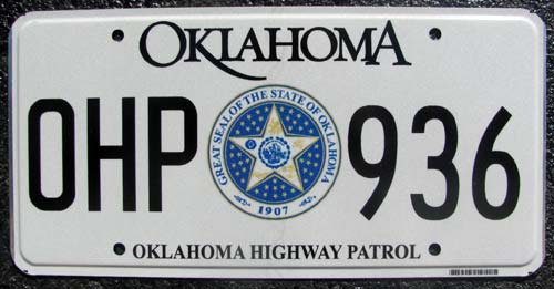 Oklahoma police license plate