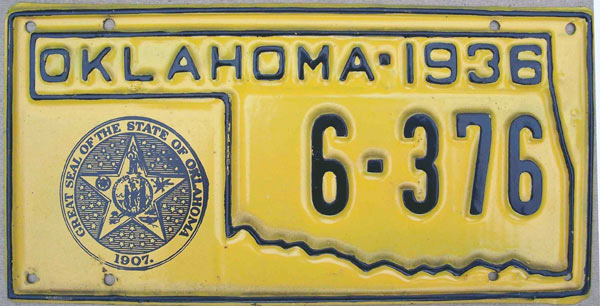 Oklahoma police license plate