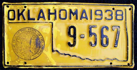 Oklahoma police license plate