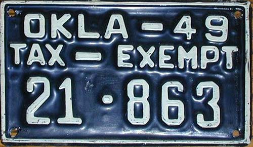 Oklahoma police license plate