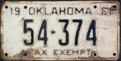 Oklahoma police license plate