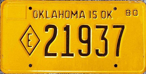 Oklahoma police license plate