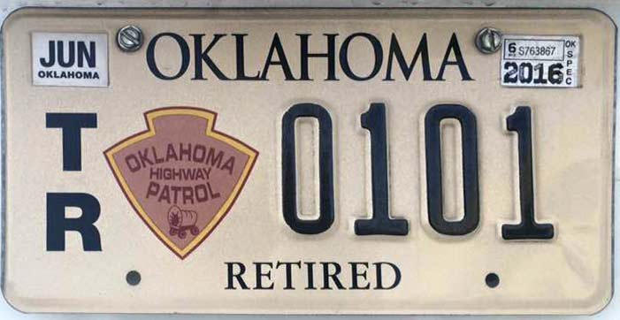 Oklahoma police license plate