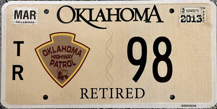 Oklahoma police license plate