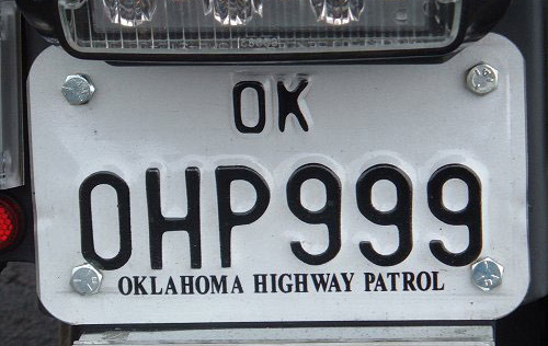 Oklahoma police license plate