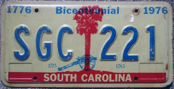 SouthCarolina  police license plate