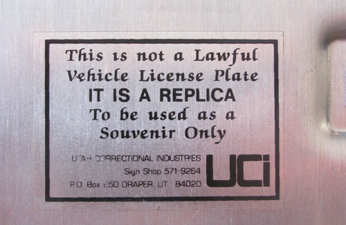 Utah  police license plate image