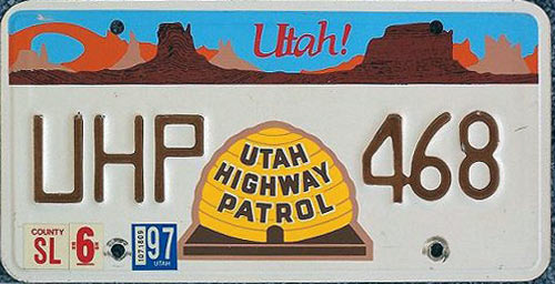 Utah  police license plate image