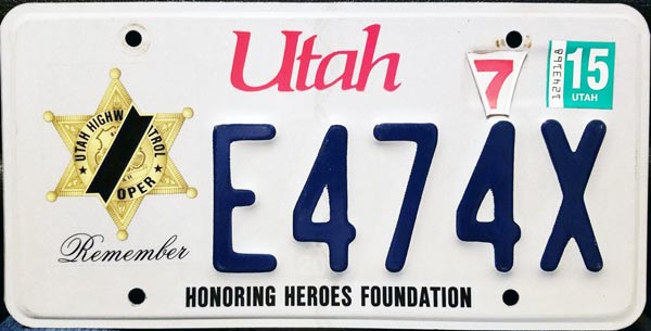 Utah  police license plate image