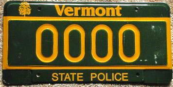 Vermont  police license plate image