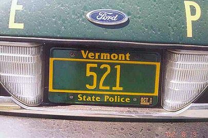 Vermont  police license plate image