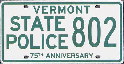 Vermont  police license plate image