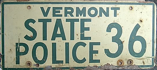 Vermont  police license plate image