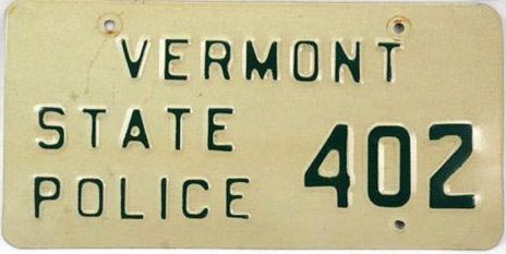 Vermont  police license plate image