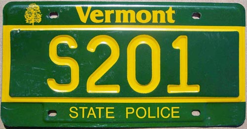 Vermont  police license plate image